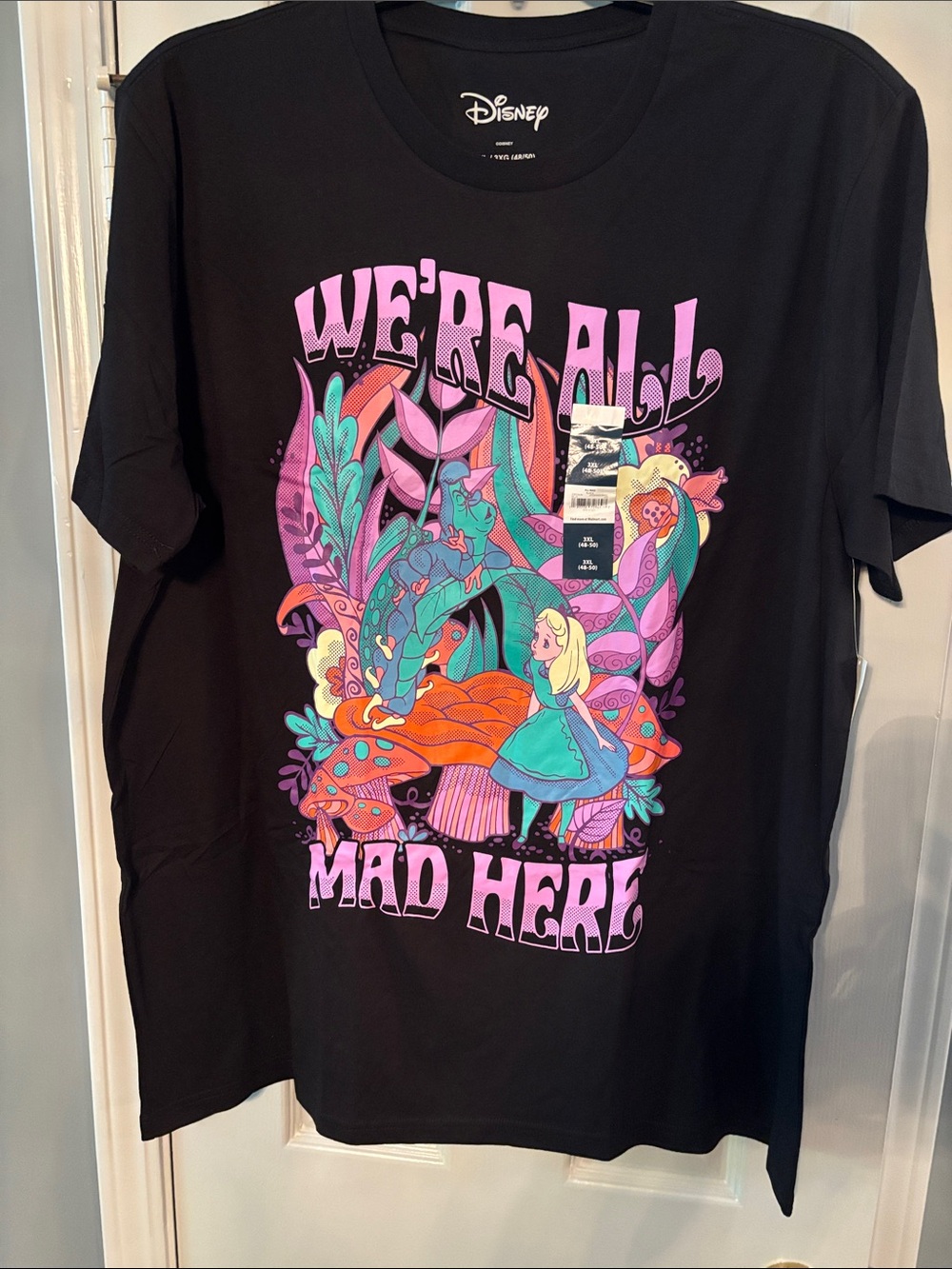 Disney Alice in Wonderland We’re All Mad Here Black Tee NWT